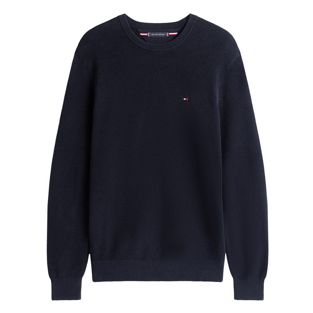 Tommy Hilfiger Flag Embroidery Textured Crew Neck Jumper